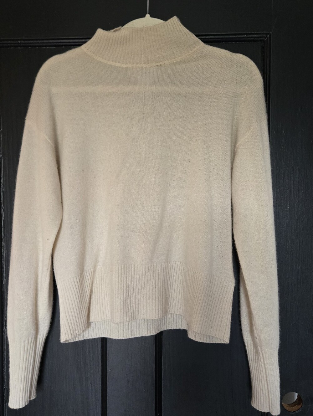 100% Cashmere Cream Mock Turtleneck Sweater
